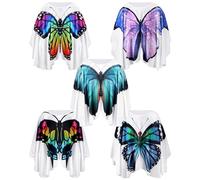 Xuhal 5 Pcs Group Halloween Costumes Ghost Pumpkin Butterfly Crayon Hippie Mexican Poncho Costume for Men Women Party Cosplay, Multiple Colors, One Size