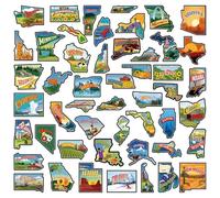 Xuhal 50 Pcs United States Map Fridge Magnets USA Souvenirs Us Individual State & Province Refrigerator Magnets Set for Travel Gift Destination of States Visited(Classic,Not Become A Map)
