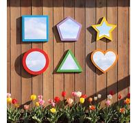 Xuhal 6 Pcs Acrylic Sensory Mirrors Set Colorful Geometric Mirror Square Triangle Circle Star Heart Pentagon Shapes Learning Tool Outdoor Sign for Sensory Rooms Garden Wall Decorations