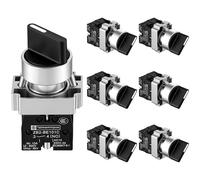 Xuhal 8 Pack 22mm Spst Rotary Selector Switch, 3 Position Self-Locking On/Off Panel Mount Knob, Ith 10a, Ui 600v, Ac-15 3a 240vac for Industrial Control Panels & Machinery Equipment