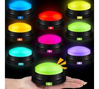 Xuhal 8 Pcs Game Show Buzzers Recordable Answer Buzzers Button Colored Classroom Buzzers with Number Recordable Button Gift for Christmas Family Office Home Trivia Nights, 8 Colors(Light Style)