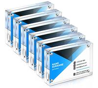 Xuhal Acrylic Business Card Frame 2.5 x 3.5 inch Clear Double Sided Magnetic Photo Block Frames, 20mm Thickness Frameless Wallet Size Picture Frames Stamp Display Stand for Home Office Decor(6 Pcs)
