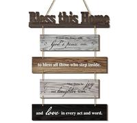 Xuhal Bless This Home Wall Decor Religious Rustic Wooden Sign Farmhouse Blessing Plaque for Holy W aster Church Bedroom Living Room Kitchen Decor House Warming Gift for Family Friend(Mixed Color)