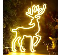 Xuhal Christmas Elk Neon Sign, Christmas Neon Sign,xmas Decorations Light Up Room LED Light USB Wall Bar Living Room Decor for Winter Party Home Bedroom Office