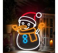 Xuhal Christmas Snowman Neon Sign Light Neon Lights Signs LED Sign USB Powered Home Wall Decor Light Up Acrylic Room Decorations for Bedroom Cafe Bar Outdoor Party Night Light Art Gift Accessories