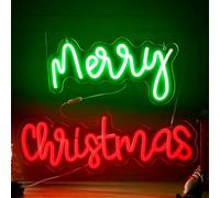 Xuhal Merry Christmas Neon Sign Christmas Neon Signs for Wall Decor | LED Sign USB Powered, Christmas Night Light Up, Acrylic Living Room Bedroom Cafe Bar Decor, Xmas Winter Holiday Party Favor