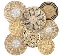 Xuhal Set of 8 Hanging Woven Wall Baskets Handmade Rustic Boho Decor Handcrafted Wicker Round Seagrass Basket Wall Art for Home Kitchen Farmhouse Table Living Room