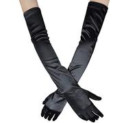 Xuhan 15"/ 21" Long Flapper Evening Opera Satin Gloves for Women Elbow Length 1920s - black - Large