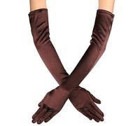 Xuhan 15"/ 21" Long Flapper Evening Opera Satin Gloves for Women Elbow Length 1920s - brown - Large