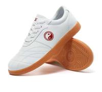 XUHCLY Martial Arts Shoes Men Adults Tai Chi Wu Shu Kung Fu Shoes Lightweight Taekwondo Leather Kung Fu Tai chi Footwear for Daily Exercises Training(Size:38(24cm),Color:White)