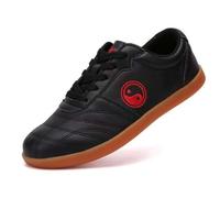 XUHCLY Martial Arts Shoes Men Adults Tai Chi Wu Shu Kung Fu Shoes Lightweight Taekwondo Leather Kung Fu Tai chi Footwear for Daily Exercises Training(Size:38(24cm),Color:Black)
