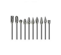 XUHXX 10Pcs/Set 1/4 Double-Cut Tungsten Steel-Carbide Rotary Burr Die Grinder Shank Bit 3 * 6mm Silver Power Tool Parts