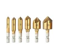 XUHXX High Speed Ti Countersink Drill Bit Set Chamfer 1/4"Hex Taper Hole Cutter Wood Metal Countersunk Bit Deburring Chamfering Tool