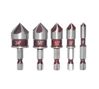 XUHXX High Speed Ti Countersink Drill Bit Set Chamfer 1/4"Hex Taper Hole Cutter Wood Metal Countersunk Bit Deburring Chamfering Tool