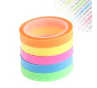 Xuigort 5 Rolls Highlighter Book Tape, 5 Meters Neon Fluorescent Strips, Book Transparent Sticky Notes, Annotation Tapes for Students Teachers Marking Books Reading Study Stationery