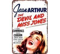 XUIGYA The Devil and Miss Jones Vintage Tin Sign Wall Art Decor - Retro Sign for Home Patio Decor Gifts Movie Poster - 8x12 Inch