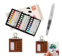 XUIIOSOOKP Pocket Artist Watercolour Travel Set, Portable Mini Watercolour Paint Set Travel, with Artist Palette for Miniatures Painting, Pocket Sketchbook, Brush, Artist Gifts