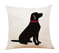 XUISWELL Black Labrador Retriever with Red Collar Cotton Linen Throw Pillow Cover, Dog Lover Gifts, Cushion Case for Sofa Bed Home Decor 18 x 18 Inch