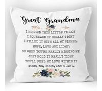 XUISWELL Great Grandma I Hugged This Little Pillow Floral Throw Pillow Cover,Birthday Christmas Mother’s Day Thanksgiving Gifts for Grandma,Cushion Case for Sofa Bed Home Decor 18 x 18 Inch