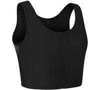 XUJI Transgender FTM Zip Up Breathable Half Chest Binder, Black, S