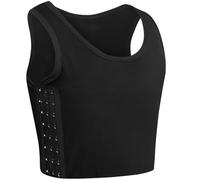 XUJI Women Tomboy Breathable Cotton Elastic Band Colors Chest Binder Tank Top (M-6XL), Black, Medium