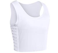 XUJI Women Tomboy Breathable Cotton Elastic Band Colors Chest Binder Tank Top (M-6XL), White, Medium