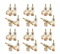 XUJIAN 24Pcs Banana Plugs 45 Degree Angled Banana Connectors Screw Locking Connectors for AV Receiver,Amplifier,Speaker Gold