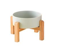 XUJIAN Big Dogs Bowl Double Ceramic Elevated Pet Food Water Feeders Small Medium Large Dog Feeding Supplies with Wooden Stand E