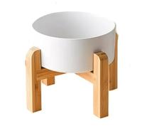 XUJIAN Big Dogs Bowl Double Ceramic Elevated Pet Food Water Feeders Small Medium Large Dog Feeding Supplies with Wooden Stand A