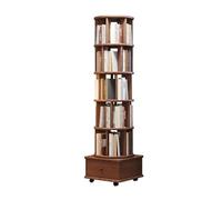 XUJUAN-0227 Bookshelf Rotating Bookshelf, 360-degree Bookcase, Household Book Storage Shelf, Solid Wood Movable Floor