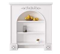 XUJUAN-0227 Fireplace Surround Mantel French Vintage White Fireplace Mantel Shelf 3-Tier Open Storage Decorative Cabinet(Large)