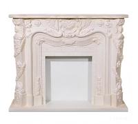 XUJUAN-0227 Fireplace Surround Mantel Ornate Solid Oak Fireplace Mantel with Relief Details Classic Decorative(White)