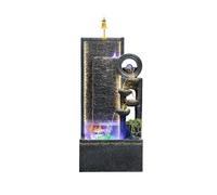 XUJUAN-0227 Garden Courtyard Fountain Flowing Water Ornaments Floor-standing Feng Shui Fountain Decoration Modern Simple Circulating Waterscape Fountain Decoration(Black)