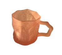 XUJUAN-0227 Glassware 7Oz Glacier Texture Drinking Glass, Solid Clear Cups with Handle for Water Milk Juice Coffee(Pink)