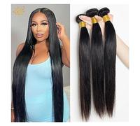XUJUAN-0227 Human Hair Bundles Straight 1/3/4 Bundles Long Straight Hair Bundles Weave for Black Women Remy Hair Brazilian Human Natural Hair Extensions Hair Extension(30inches 1Pc)