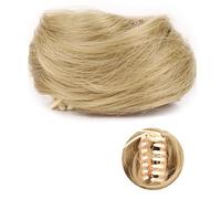 XUJUAN-0227 Human Hair Messy Buns 1/2 PCS Mini Claw Clip in Messy & Cat Ears Short Synthetic Curly Wavy Hair Bun Extensions Wig Accessory Updo Hairpieces for Women Girls Bun Hair Piece(FB001-107 X2)