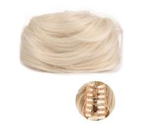 XUJUAN-0227 Human Hair Messy Buns 1/2 PCS Mini Claw Clip in Messy & Cat Ears Short Synthetic Curly Wavy Hair Bun Extensions Wig Accessory Updo Hairpieces for Women Girls Bun Hair Piece(FB001-60)