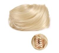 XUJUAN-0227 Human Hair Messy Buns 1/2 PCS Mini Claw Clip in Messy & Cat Ears Short Synthetic Curly Wavy Hair Bun Extensions Wig Accessory Updo Hairpieces for Women Girls Bun Hair Piece(FB001-102)