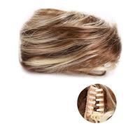 XUJUAN-0227 Human Hair Messy Buns 1/2 PCS Mini Claw Clip in Messy & Cat Ears Short Synthetic Curly Wavy Hair Bun Extensions Wig Accessory Updo Hairpieces for Women Girls Bun Hair Piece(FB001-108)