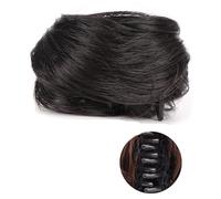 XUJUAN-0227 Human Hair Messy Buns 1/2 PCS Mini Claw Clip in Messy & Cat Ears Short Synthetic Curly Wavy Hair Bun Extensions Wig Accessory Updo Hairpieces for Women Girls Bun Hair Piece(FB001-2)