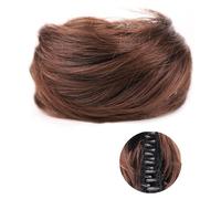 XUJUAN-0227 Human Hair Messy Buns 1/2 PCS Mini Claw Clip in Messy & Cat Ears Short Synthetic Curly Wavy Hair Bun Extensions Wig Accessory Updo Hairpieces for Women Girls Bun Hair Piece(FB001-33 X2)