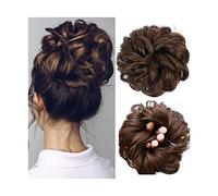 XUJUAN-0227 Human Hair Messy Buns 1PCS Synthetic Messy Hair Bun Hair Piece Hair Extension Thick Wavy Ponytail Chignon Hairpieces for Women Girls Tousled Updo Scrunchie Bun Hair Piece(Light Brown)