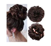 XUJUAN-0227 Human Hair Messy Buns 1PCS Synthetic Messy Hair Bun Hair Piece Hair Extension Thick Wavy Ponytail Chignon Hairpieces for Women Girls Tousled Updo Scrunchie Bun Hair Piece(Dark Brown)
