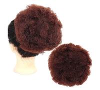 XUJUAN-0227 Human Hair Messy Buns Afro Puff Drawstring Ponytail Synthetic Short Kinky Curly Hair Afro Bun Extension Hairpieces Updo Hair for Black Women Girls Bun Hair Piece(8inch 33 Color)
