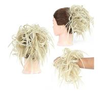 XUJUAN-0227 Human Hair Messy Buns Piece with Elastic Rubber Band Hair Extensions for Women Girls Thick Messy Bun Hairpiece Synthetic Curly Wavy Scrunchies Ponytail Hair Bun Hair Piece(Q17 24T613)