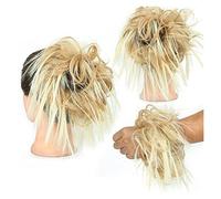 XUJUAN-0227 Human Hair Messy Buns Piece with Elastic Rubber Band Hair Extensions for Women Girls Thick Messy Bun Hairpiece Synthetic Curly Wavy Scrunchies Ponytail Hair Bun Hair Piece(Q17 19H613)