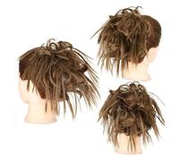 XUJUAN-0227 Human Hair Messy Buns Piece with Elastic Rubber Band Hair Extensions for Women Girls Thick Messy Bun Hairpiece Synthetic Curly Wavy Scrunchies Ponytail Hair Bun Hair Piece(Q17 10)