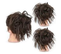 XUJUAN-0227 Human Hair Messy Buns Piece with Elastic Rubber Band Hair Extensions for Women Girls Thick Messy Bun Hairpiece Synthetic Curly Wavy Scrunchies Ponytail Hair Bun Hair Piece(Q17 6)