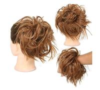 XUJUAN-0227 Human Hair Messy Buns Piece with Elastic Rubber Band Hair Extensions for Women Girls Thick Messy Bun Hairpiece Synthetic Curly Wavy Scrunchies Ponytail Hair Bun Hair Piece(Q17 30)
