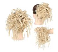 XUJUAN-0227 Human Hair Messy Buns Piece with Elastic Rubber Band Hair Extensions for Women Girls Thick Messy Bun Hairpiece Synthetic Curly Wavy Scrunchies Ponytail Hair Bun Hair Piece(Q17 18)